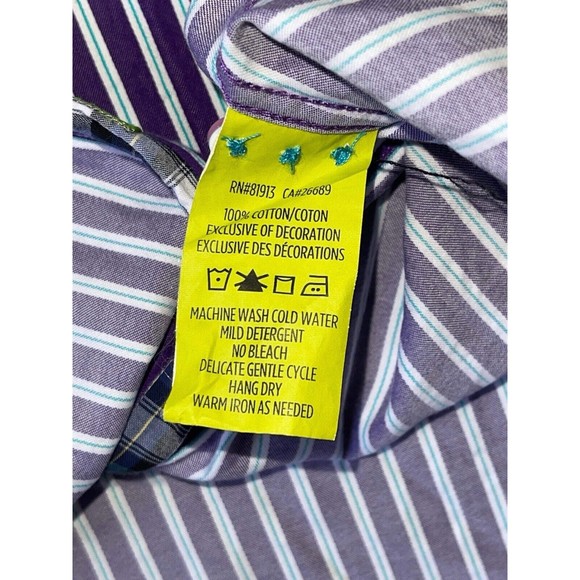 Robert Graham X Purple Striped Long Sleeve Button Down Shirt Large - Picture 6 of 6